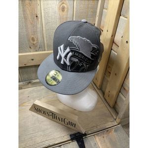 Ny Yankees Fitted Gray White Embroidered Hat Baseball Cap NEW ERA 59FIFTY Sz7